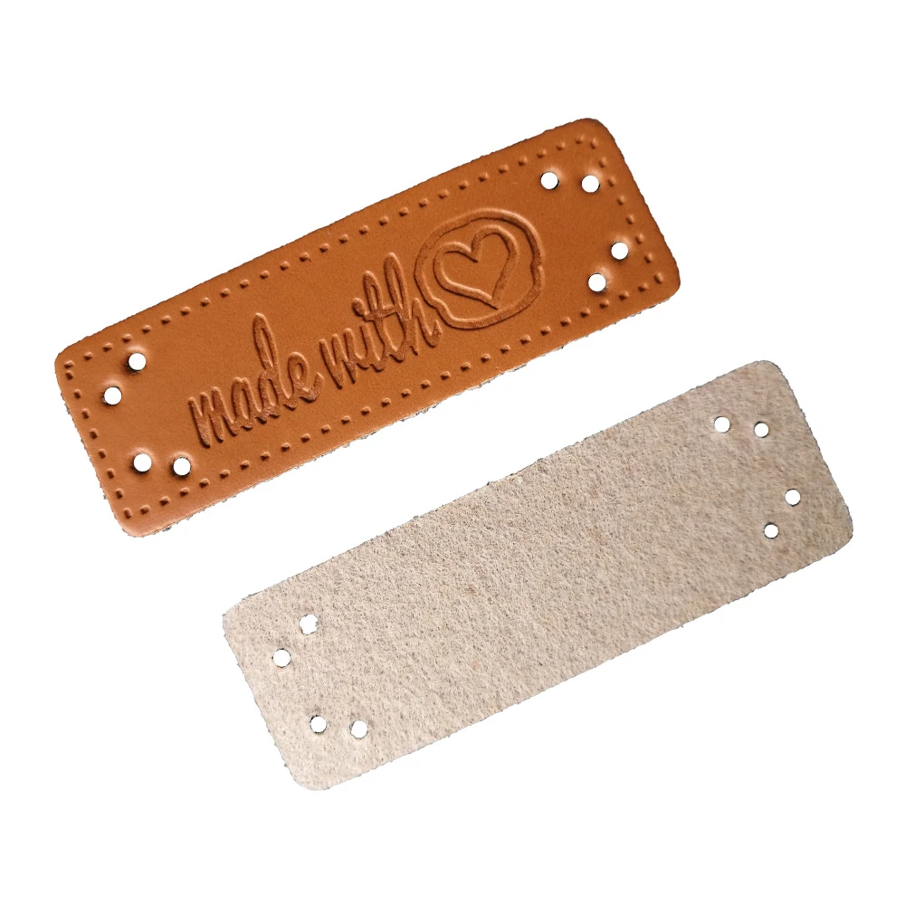 Hand Made Leather Tags For Clothing Leather Labels Made With Heart Tag For  Bag Customized Gift Brand Logo Leather Label