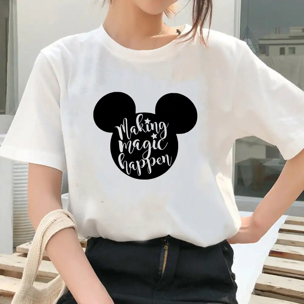 女性tシャツ原宿ハロウィーンディズニーレタープリントtシャツ面白い女性レジャーファッション美的ユニセックスtシャツドロップシップ Tシャツ Aliexpress