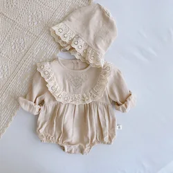 Body en dentelle pour bébés filles, tenue une pièce avec chapeau à manches longues, nouvelle collection 2021 