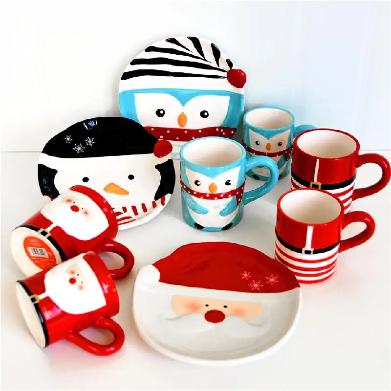 Christmas Holiday Penguin Snowman Melamine Plate And Bowl Set Kids Child Plate 