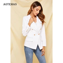 Осенне-зимний женский Блейзер, повседневный элегантный блейзер с длинным рукавом, верхняя одежда, пальто, женские винтажные офисные жакеты с v-образным вырезом, блейзеры