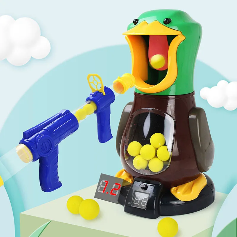 

ZK20 Shooting Toys with Light Hungry Shooting Duck Air-powered Gun Soft Bullet Ball Electronic Scoring Battle Games Kid Gift