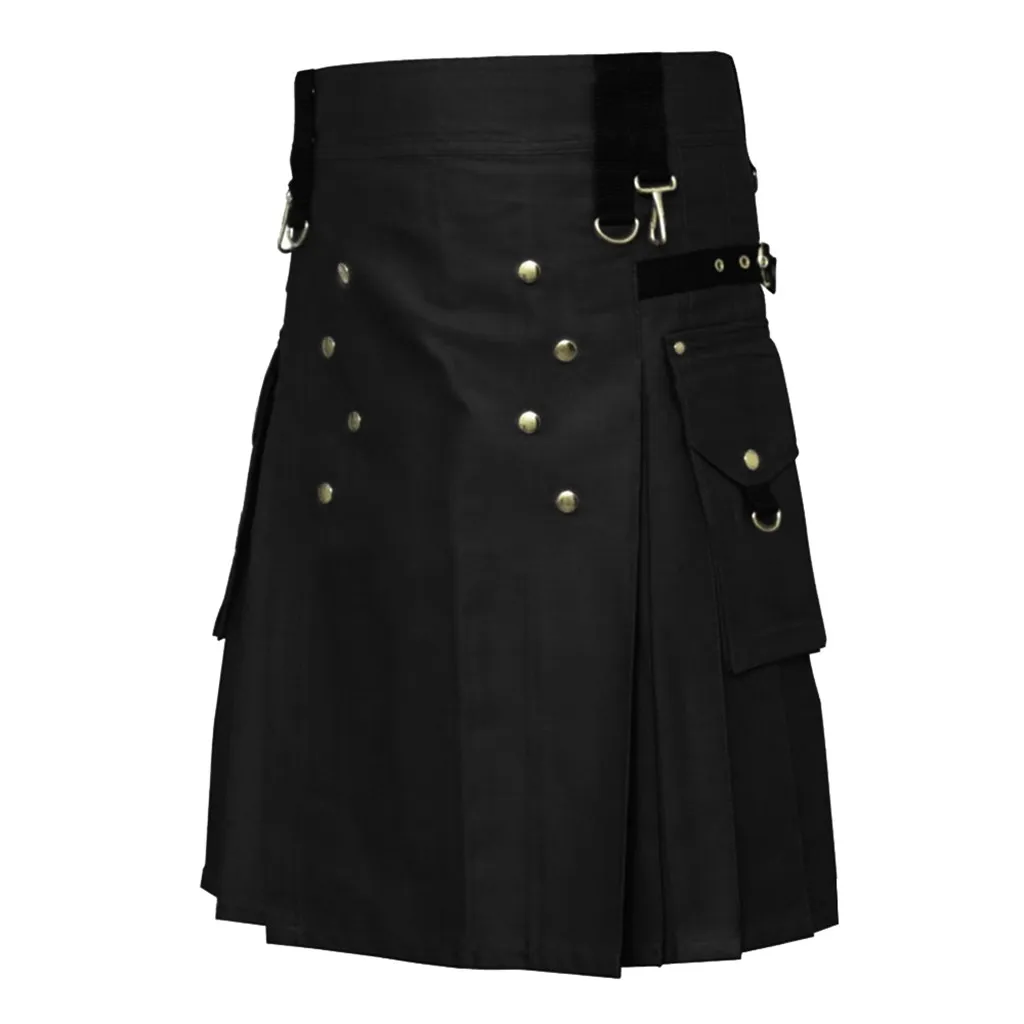 Негабаритная плиссированная юбка в стиле панк,, винтажная Kilt, готический стиль, Kendo, карманные юбки, шотландская одежда, большие размеры, Falda#45