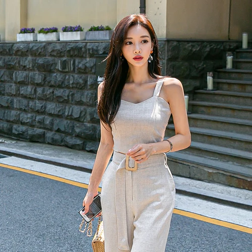 Top and Pants Модные уличные брюки набор женские комбинезоны комплект из двух предметов топ и брюки с высокой талией широкие брюки длинный комбинезон M19080614 - Цвет: Top and Pants