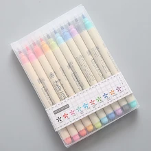 10pcs Brush Pen Soft RFID Blocking Watercolor Pen Fabricolor Stationery Highlighter Safe Drawing Pen Set School Supplies