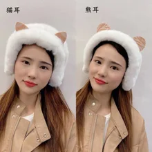 2 In 1 Ear Muffs Cute Plush Cat Ear Ear Bag Headband Female Korean Sweet Warm Earmuffs Winter Earmuffs 귀마개 Tiktok Ear Muffs