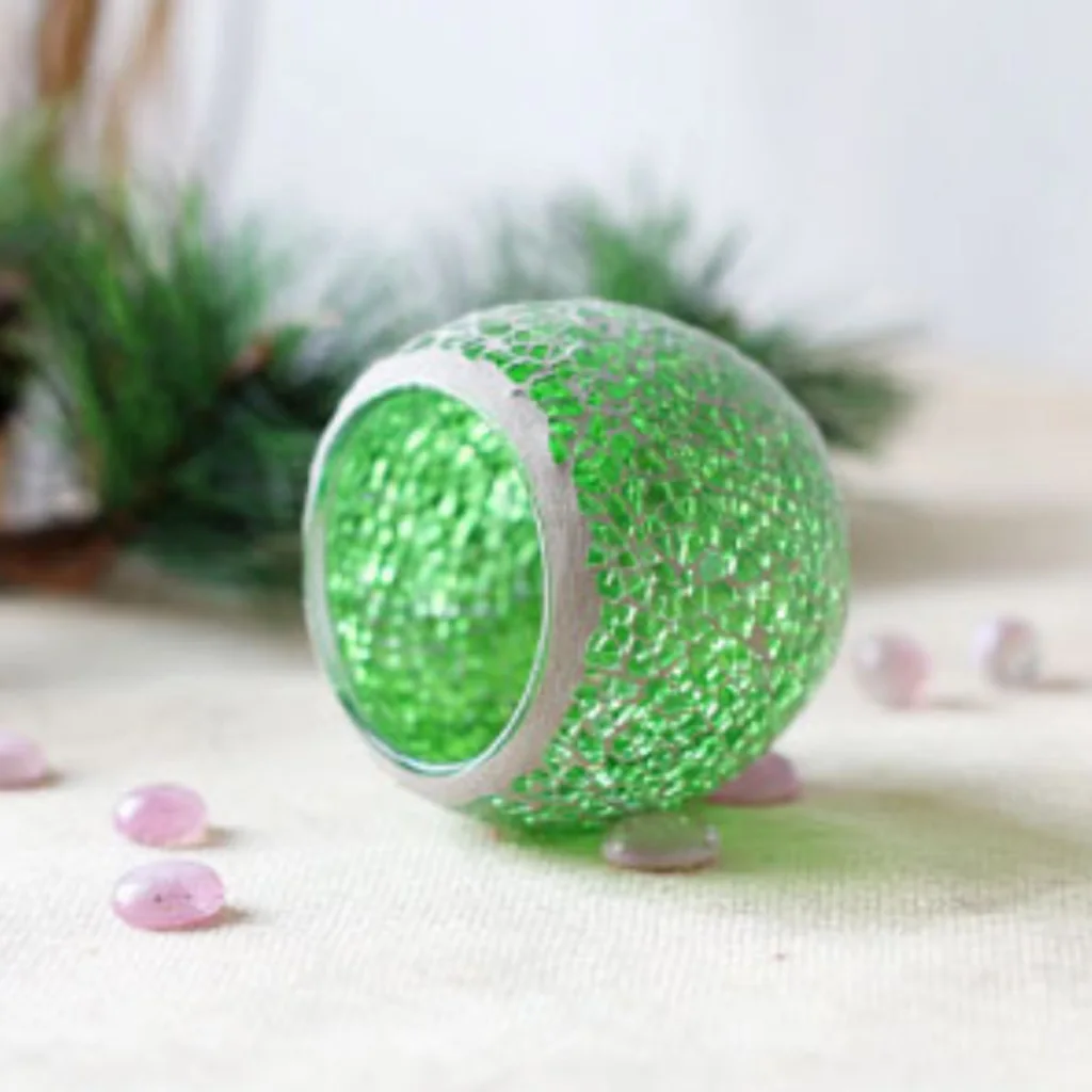 Assorted Colorful Mosaic Glass Candle Holder Bowl Tealight Votive Holder for Wedding Party Home Decor Birthday-Good Blessing