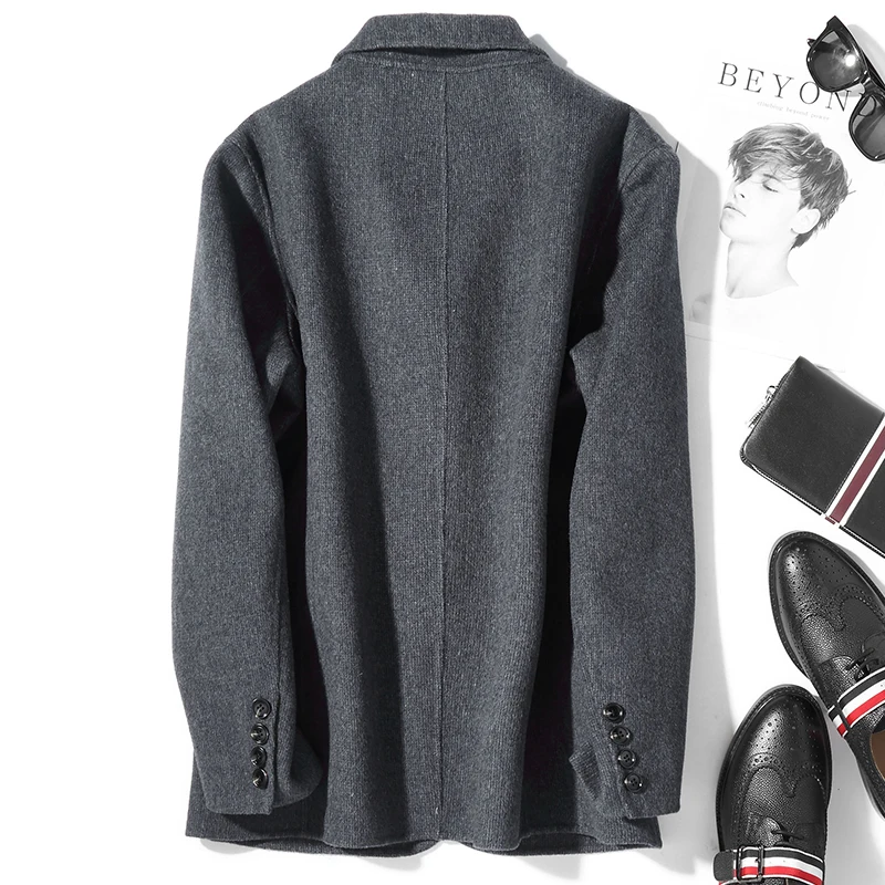 

2020 New Men's Wool Coat Korean Double-sided Woolen Jacket Overcoat Mens Coats and Jackets Gray D-19-00818-3 KJ3013