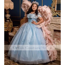 

Light Sky Blue Quinceanera Dresses Ball Gown 16 Year Princess Dresses Off Shoulder Prom Dress Corset Robe Vestido De 15 Anos