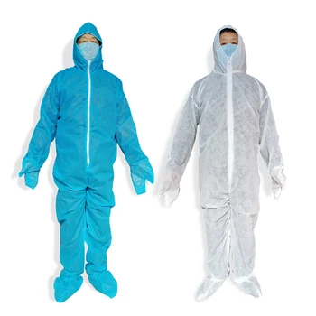 

1pc Unisex Disposable Protective Suit Dust-proof Coverall Jumpsuit With Gloves One Time Isolation Coveralls Antistatic