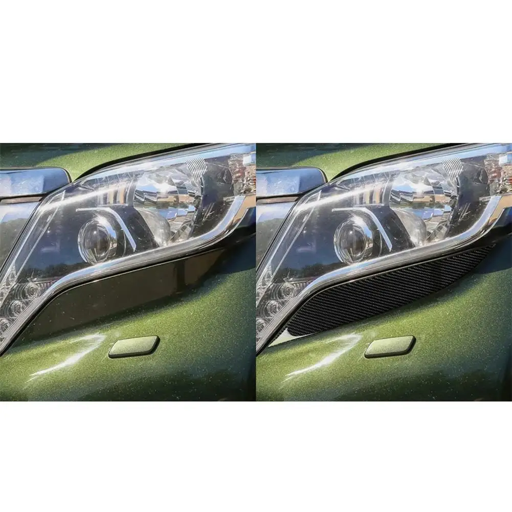 2PCS 5D Effect Carbon Fiber Headlight Lamp Strip Cover Trim Accessories For Toyota Land Cruiser Prado- Epoxy Process