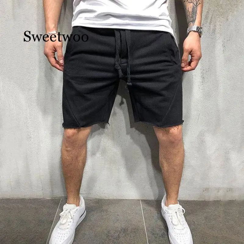2020 New Style Fashion Hot Men's Casual Short Solid Cotton Fitness String With Pocket Loose Wear Shorts