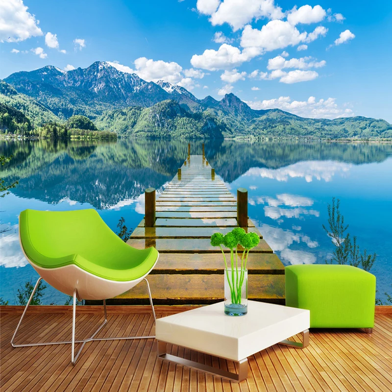 3D-Wallpaper-Nature-Scenery-Blue-Sky-Wooden-Bridge-Lake-Photo-Wall-Mural-Living-Room-TV-Sofa (1)