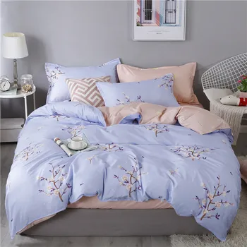 

Purple flowers Four-Piece Spring and Autumn Universal Home Kit Comforter Bedding Sets