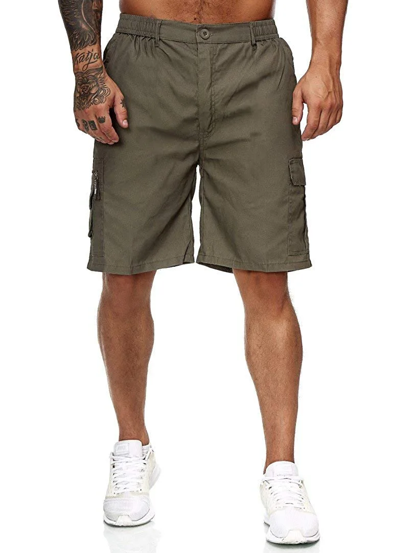 Hot Men Slim Fitness Solid Color Shorts Casual Zipper Pocket Work Uniform Pant Summer Beach Cotton Baggy Trouser Short Pants smart casual shorts