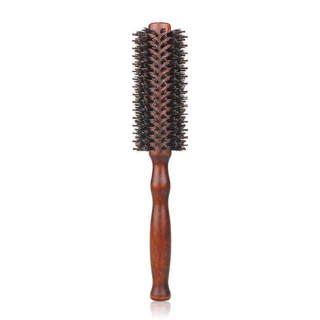 6 Style Natural Boar Bristle Hair Round Brush Wood Handle Round Barrel Hair Comb Hair Roller Brush Hairdressing Styling Tools HLB-ZWMGS-14mm
