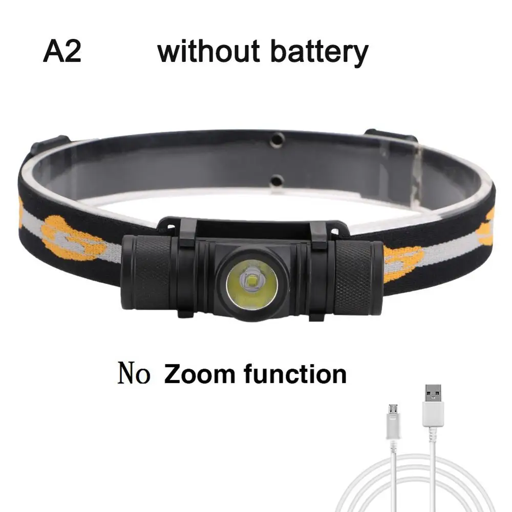 A2 Without Battery 3800LM XM-L2 светодиодный налобный фонарь 6 режимов USB Перезаряжаемый светильник-вспышка 18650 аккумулятор налобный фонарь для кемпинга, рыбалки, охоты светильник - Испускаемый цвет: A2 Without Battery
