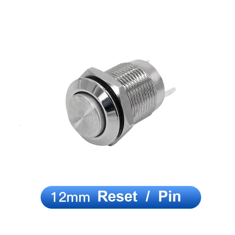 12mm Reset pin 8/10/12/16/19/22/30 мм моментальная Перезагрузка/замок фиксации металлический пуш-ап Водонепроницаемая кнопка переключателя винтовым штифтом сварки ноги - Цвет: 12mm Reset pin