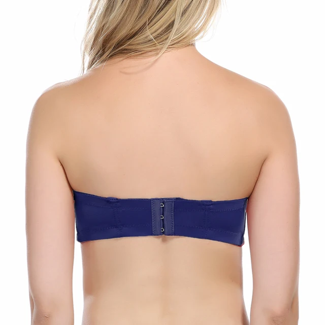 Navy strapless bra