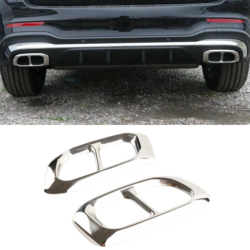 

New1 Pair ABS Exhaust Pipe Cover Car Tail Throat Exhaust Pipe Muffler Tip Cover Trims, for Mercedes Benz GLC GLE GLS 2020