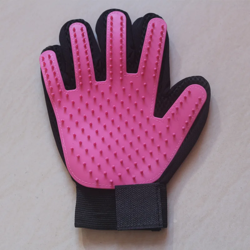 right pink Перчатка для ухода за домашними животными, для удаления кошачьей шерсти, для собак, для кошек, массажные принадлежности для домашних питомцев, аксессуары для конских перчаток, расчески для расчески, расчески для кошек - Цвет: right pink