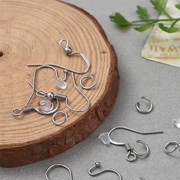

1 Box 304 Stainless Steel Earrings Ear Hooks with Ring Boxed DIY Earrings Parts
