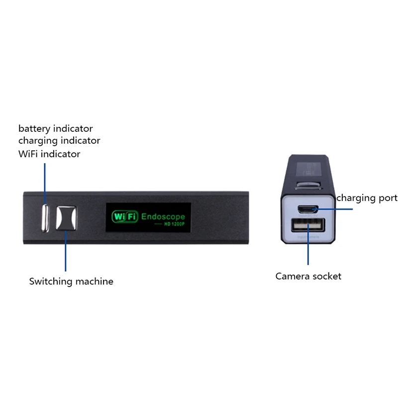 Регулируемая 8 LED Автомобильная Wifi+ Usb 1200P Инспекционная камера бороскоп 8 мм объектив Ip68 1 м