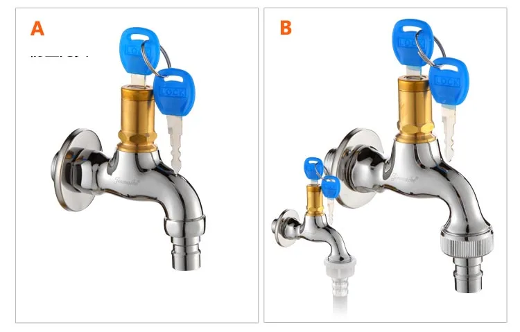 Противоугонный латунный кран с замком ключ смесители с 1/2 или 3/4 дюймов разъем для СС бассейн стиральные машины; краны холодной воды