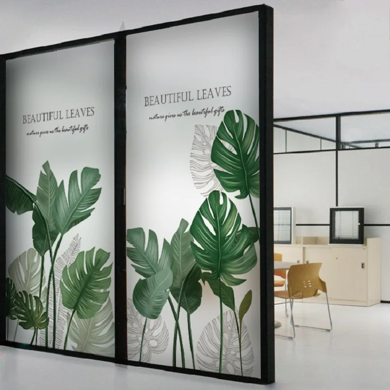 Стеклянная пленка с растительным узором статические липкие виниловые наклейки