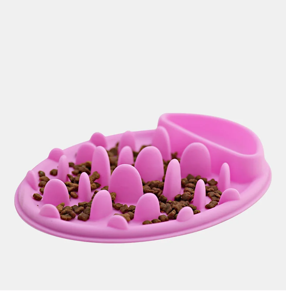 Розовая Нескользящая миска для медленной еды, силиконовая миска для медленной еды, товары для домашних животных, миска для медленной еды для кошек и собак, подставка для кормления