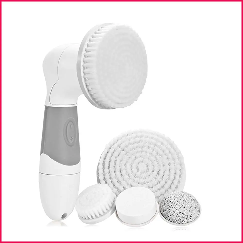 4 in 1 Electric Facial Cleanser Wash Face Cleaning Machine Skin Pore Cleaner Body Cleansing Massage Mini Beauty Massager Brush