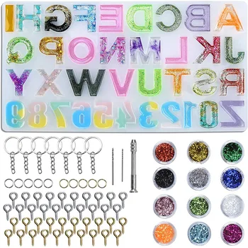 

Alphabet Resin Molds , Silicone Letter Molds for Resin Casting with Giltters and Keychain Accessories, for DIY Craft