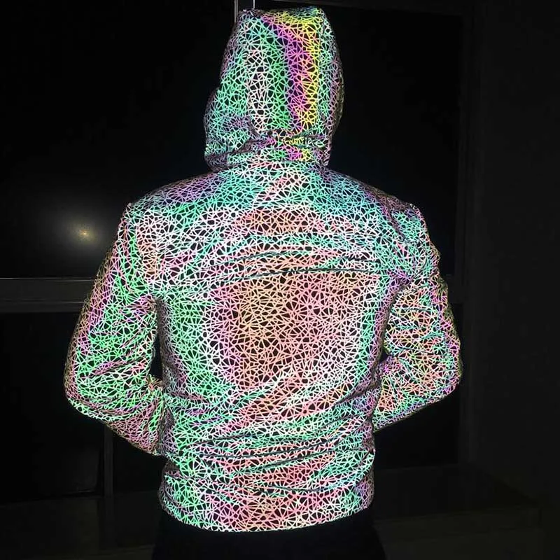 KIOVNO Men's Colorful Reflective Night Jackets Coats Hip Hop Light Reflective Jackets Outwear For Male Clothing (2)