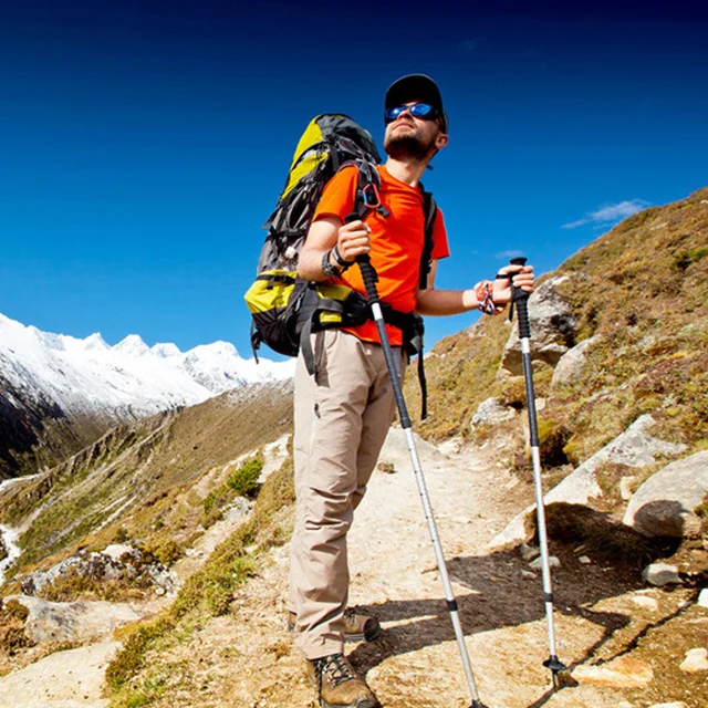 US $4.00 High Quality hiking Sports anti-shock Camping Walking Stick Hiking Accessories Climbing Pole T Hand