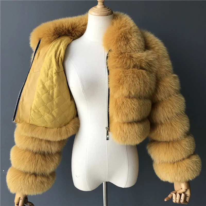 Женское пальто из натурального Лисьего меха короткая зимняя меховая куртка Верхняя одежда Акция Теплые Длинные рукава натуральный синий лисий мех пальто