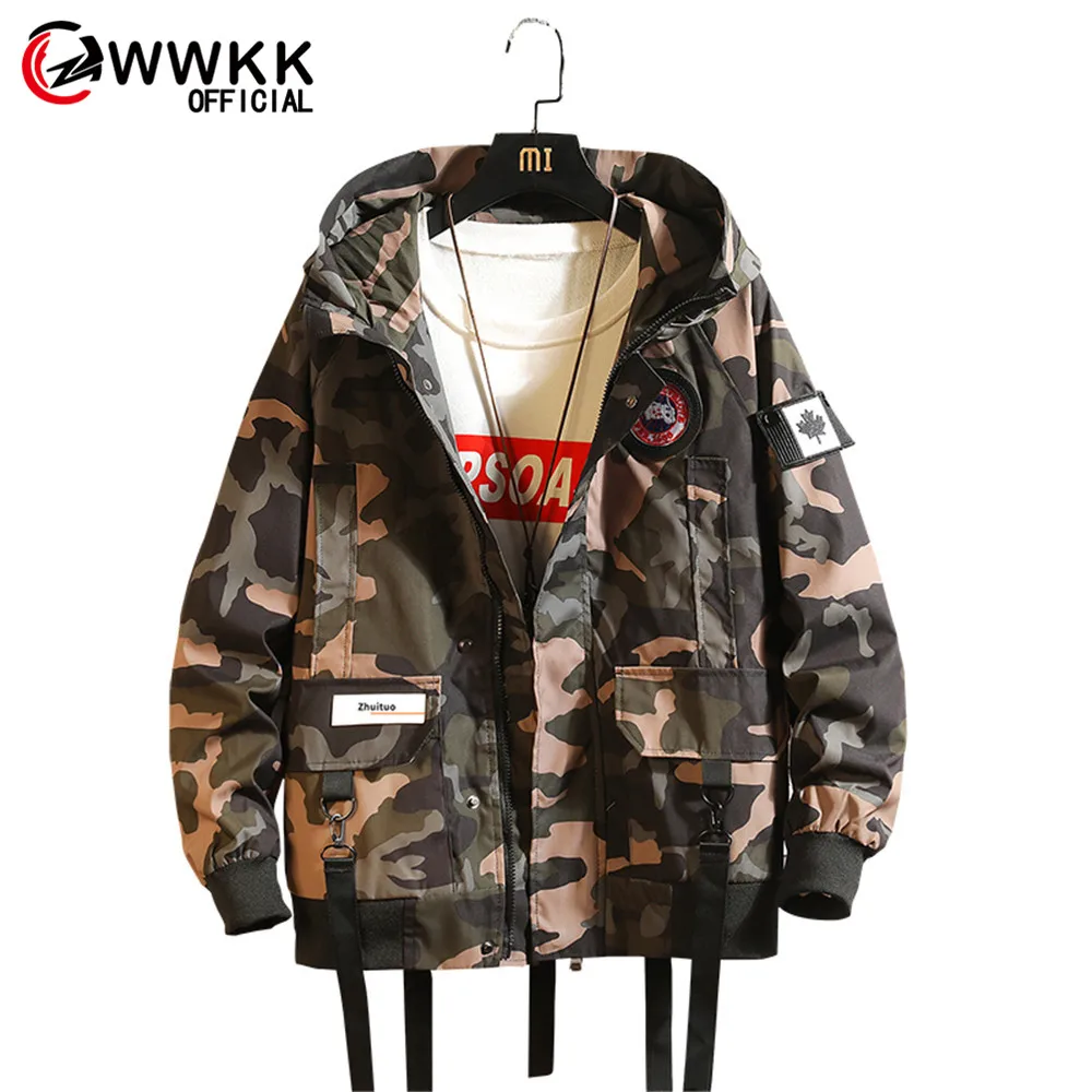 Camouflage Multi-Pocket Hooded Jackets Men Street Brand Male Long-sleeved Home Leisure Trend Port Wind Men's Comfortable Jacket | Мужская
