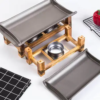 

Grill Non-Stick Barbecue Plate Square Fish Roast Grill Portable Alcohol Bamboo Joint Rack (Small Size, 30cm, Without Alcohol)