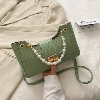

Underarm bag women 2020 popular new French wild one-shoulder messenger bag pearl baguette bag casual