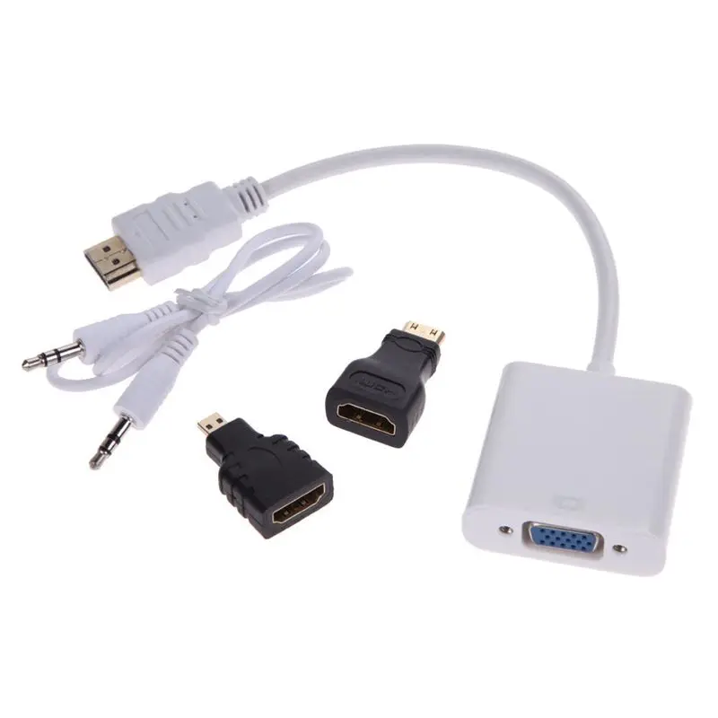 Адаптер преобразователя 1080P Micro HDMI/Mini HDMI/HDMI VGA с кабелем o Video черный и