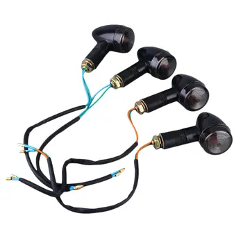 

ICOCO 4X Universal Motorcycle Black Mini Turn Signals Blinker Smoke Lens Pack Light Amber Color Motorbike Flashes Racer