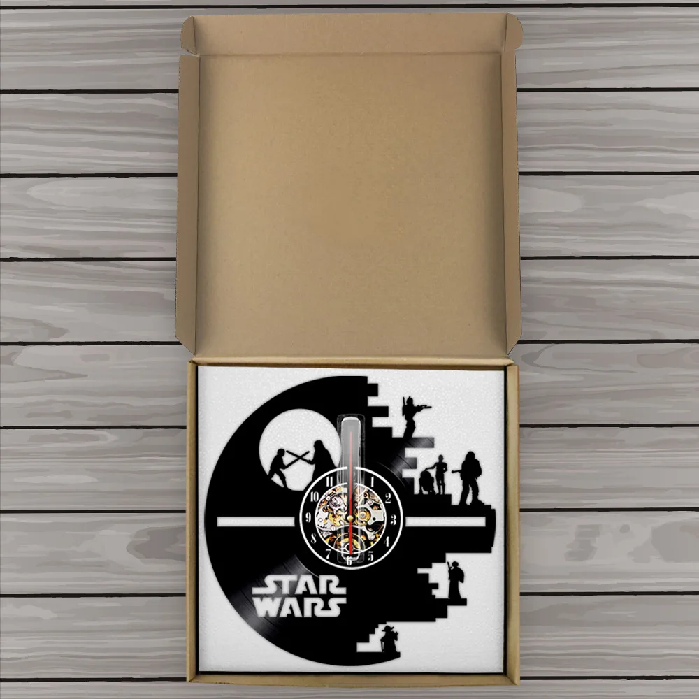 Record Wall Clock Vinyl Wall Clock Creative Retro Nostalgic Star Wars Seven Angle Clock Vinyl Wall Clock