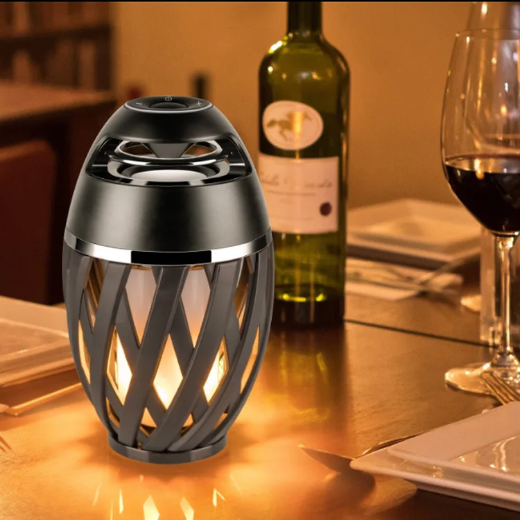 

Amazon Hot Selling Flame Bluetooth Speaker Lamp LED fire ba deng USB Charging Stripes Portable Cafe Bar