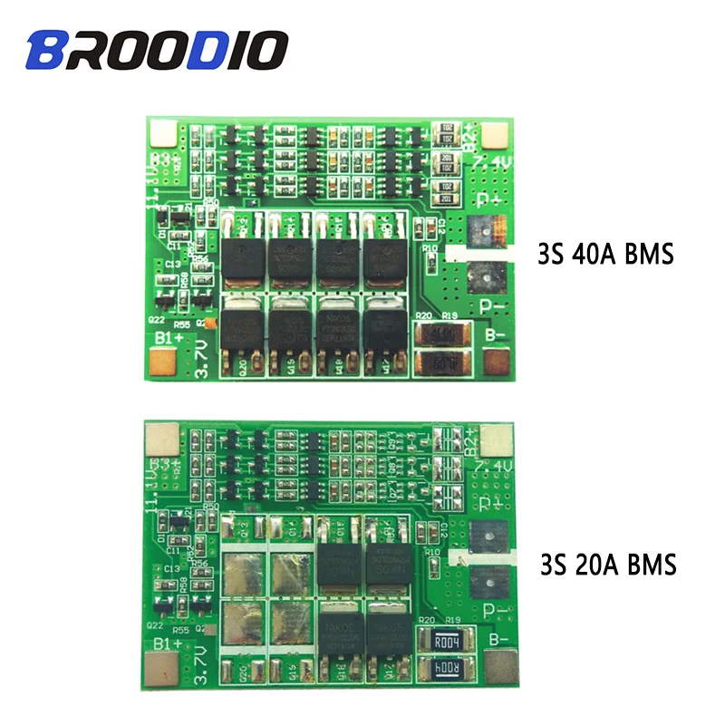 Защитная плата 3S 40A 20A BMS 11 1 в 12 В 18650 для литиевых батарей зарядное устройство PCB Li