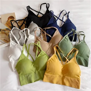 

New bra sexy cross beautiful back underwear female slim slimming solid color short lingerie