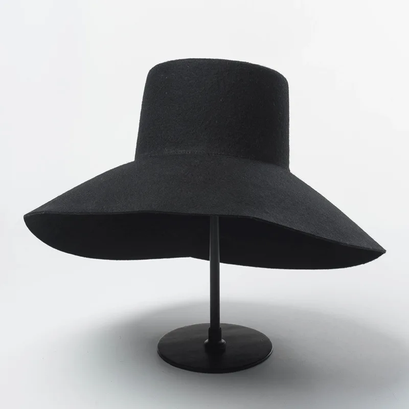 01909-HH8140A шерсть черная мода шоу Досуг Леди Шляпа Fedora Женщины Ужин шляпка для официальных мероприятий