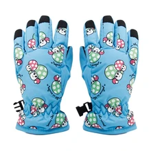 1Pair ski skate gloves cute mushroom children Non-slip waterproof full finger winter cycling wear for 2-4 year old kids 18x7.5CM