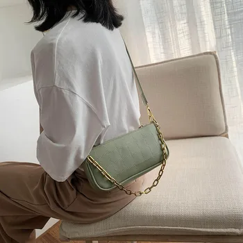 

Underarm Clutch Female Casual Chain Square Small Handbags Solid Color Women PU Leather Fashion Women Handbag Leather
