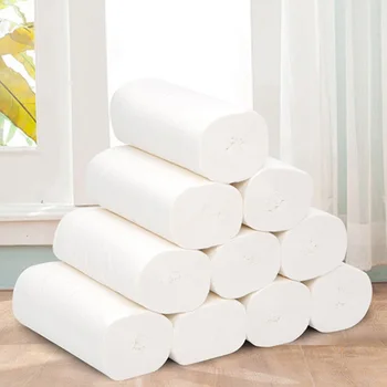 

12 Roll Soft 4-Ply Toilet Paper Roll Bath Bathroom Tissue Coreless White Paper Towels LAD-sale