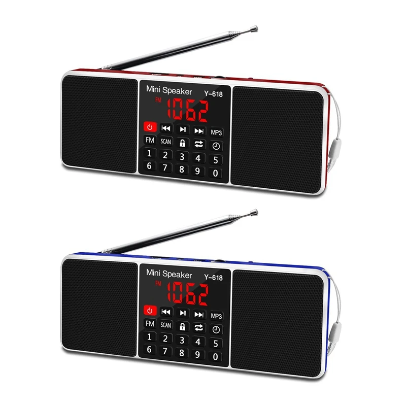 ABHU-Многофункциональный цифровой fm-радио двойной динамик Mp3 музыкальный плеер Поддержка 3,5 мм наушники со светодиодным экраном дисплей/таймер Functio