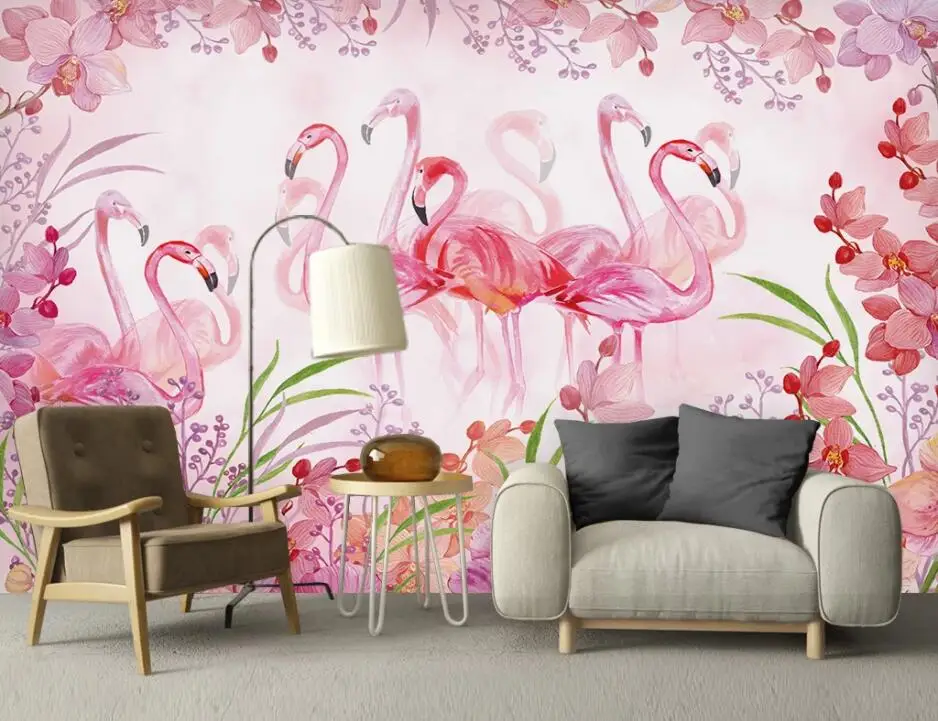 Beibehang современная личность papel де parede 3d обои розовый Фламинго дерево растение детская комната задний план стены 3d обои